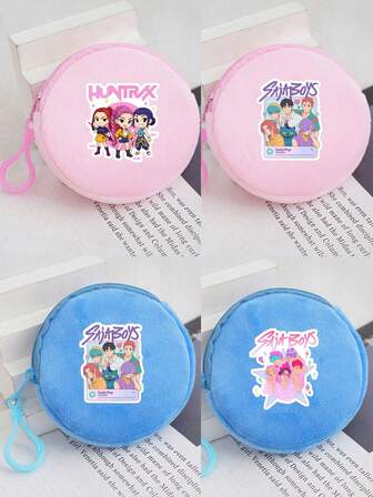 卡通动漫人物 Rumi Mira 玩具蓝粉色零钱包，可装零钱、银行卡、口红等，小巧便携，适合派对、节日、生日、万圣节等场合，也可作为韩流派对用品。