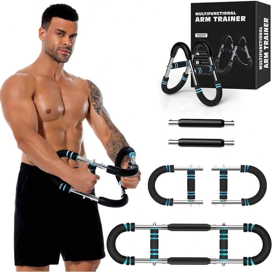 Entrenador de Brazos Basculantes,Equipo de Ejercicio de Pecho Ajustable,Adecuado para Hombres y Mujeres,Entrenador de Fuerza para Gimnasio en Casa - Azul, 20-60 libras - Ver 1