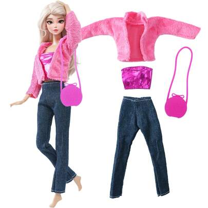 4 Pieces Doll Clothes Outfit For 11.5 Inch Girl Doll, Tops And Pants Outfits With Bags Accessories, Birthday Gift Christmas Stocking Stuffers(Doll Not Included)