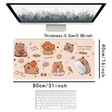 Capybara Cartoon Gaming Mouse Pad, Large XL Extended Keyboard Desk Mat, HD Print Beige Rubber Base, Non-Slip PC Mouse Mat, Desk Accessories For Home & Office - 90x40公分(35.4x15.7吋) - 查看 7
