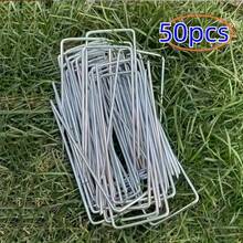 50pcs/100pcs Galvanized Garden Landscape Pin, U-Shaped Lawn Fabric Landscape Pin For Safety Garden Flower Plants Supplies, Garden Balcony Planting Supplies, Planters & Container Accessories