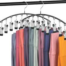 不锈钢裤架，带10个夹子，节省空间的衣柜收纳柜，配有10个夹子，可固定打底裤/牛仔裤/帽子，节省家居空间，整理卧室、浴室、衣柜、家庭宿舍、旅行衣柜收纳架 - 彩色 - 查看 3