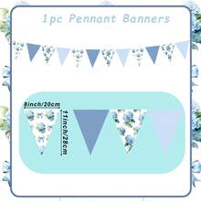 1 pieza Banderín triangular de hortensias, guirnalda floral corona vintage para boda, fiesta de cumpleaños, despedida de soltera, decoración del hogar primaveral al aire libre (Hortensias) - Multicolor - Ver 5