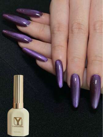 15毫升紫色猫眼凝胶指甲油，磁性玻璃珠闪光紫罗兰色可卸UV/LED凝胶指甲油，高显色度宝石色调紫色美甲指甲油，奢华猫眼美甲效果，适合女性圣诞节和秋冬季美甲，DIY和沙龙美甲用品