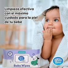 Toallitas humedas para bebe, sin alcohol, ideal para tu porta toallitas, por mayoreo, caja con 12 paquetes de 64 toallitas (768 toallitas) White Rain - 1 - Ver 1