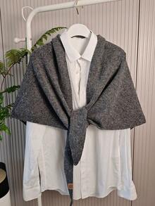 1pc New Edged Sequin Wool Blend Triangle Scarf Shawl, Korean Simple Style Wrap Poncho, Warm Infinity Scarf Shawl - White - View 5