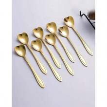Juego de cucharas de té, café o postre en forma de corazón, cuchara de regalo de acero inoxidable ()(8) - Multicolor - Ver 4