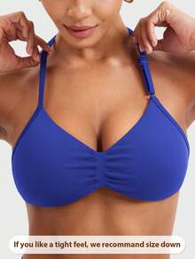 VOYJOY SoftHue Impact Strappy Halter Bra For Sports Women Workout Padded Gym Yoga Bra Y2K - 深海藍 - 查看 2