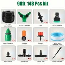 30M Irrigation System Drip Kit: DIY Water Saving Garden Watering System, Automatic Drip Irrigation Kits For Lawn, Patio, And Greenhouse - Plastic Material, Universal Thread Standard - Multicolor - View 12
