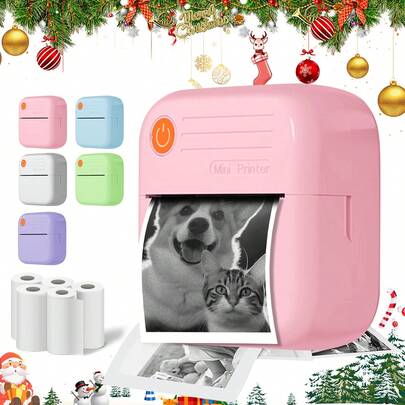 1pc Mini Thermal Printer, Wireless Pocket Printer, Instant Label Printing, Smart Portable, Ink-Free Printing, Clear Printing, Suitable For Notes, Labels, Memos, Photos, Christmas, Birthday And New Year Gifts