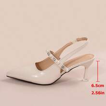 Zapatos de tacón alto de punta para mujer, para primavera/otoño, de nueva llegada, con tacones finos, de moda francesa, versátiles, cómodos zapatos de tacón con decoración de perlas adecuados para ir al trabajo, citas, viajes - Beis - Ver 9