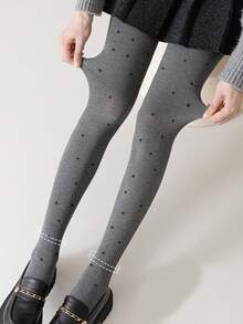 1条竖条纹打底裤，女士舒适加厚高腰保暖打底裤，适合秋冬季穿着 - 彩色 - 查看 3