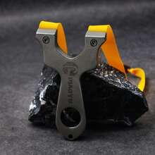 1 Set Outdoor Hunting Straight Stainless Steel Slingshot Kit, Includes 2 Custom Rubber Bands + 3 Splatter Target Papers, Outdoor Shooting Practice And Competition Slingshot Equipment