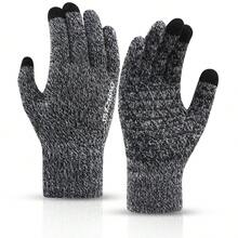Knitted Warm Winter Thick Fleece Anti-Slip Yarn Plush Outdoor Cycling Touchscreen Durable Windproof Gloves - Multicolor - View 8