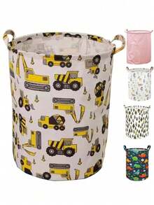 1 pieza Cesta de almacenamiento plegable con patrón de animales de dibujos animados y asa, solución de organización del hogar que ahorra espacio para aperitivos, juguetes y ropa, decoración portátil para dormitorio y sala de estar, contenedor multiusos con diseño plegable - Multicolor - Ver 1