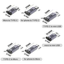 2 Packs Type-C/Micro Adapter, Mini USB 2.0 To USB C Or Micro Adapter, 480Mbps High-Speed Data Transfer, USB-C To Mini USB Converter For Digital Cameras, Hard Drives, Recorders, Compatible With IPhone - Support Charging And Data Transfer, Aluminium Alloy For Extra Durability - Multicolor - View 7