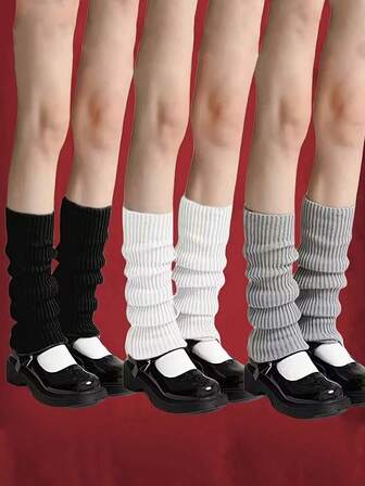 1/3 par stickade benvärmare för kvinnor, vinterknävärmare, söta vadstrumpor i nordisk stil