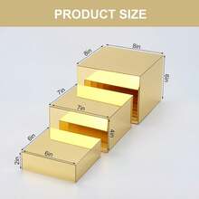 3-Piece Nesting Risers - Mirror Gold Acrylic Display Stands Catering, Dessert, Jewelry & Party