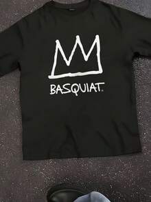 Basquiat Crown Adult T-Shirt - Black (Large) - Black - View 1