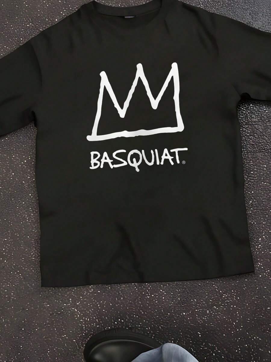 Basquiat Crown Adult T-Shirt - Black (Large) - Black - View 1