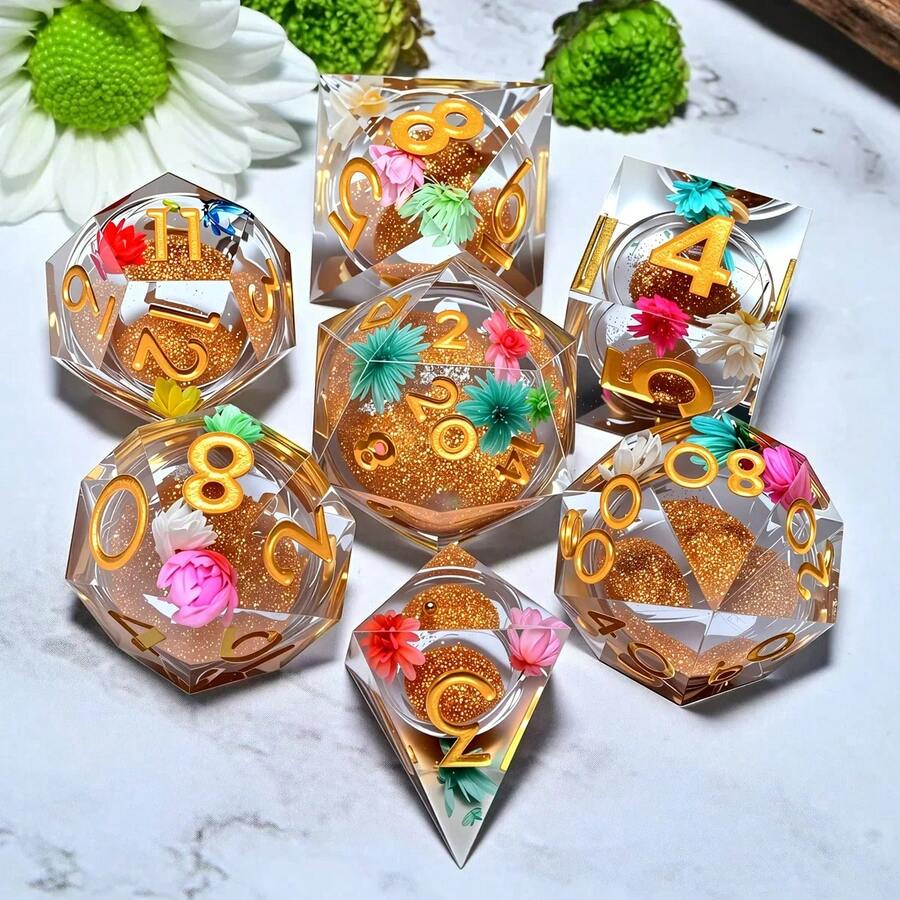 Xúc xắc nhập vai đa diện bằng nhựa (7 miếng) - Xúc xắc chơi nhập vai bằng tay/trên máy tính & Quà tặng sinh nhật ngày lễ - Nhiều màu - View 1