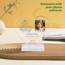 1pc Personalized Photo Memorial Plaque Gift, Customized Heart-Shaped Memorial Gift For Losing Mom, Dad, Family, Customized Birthday Gift, Wedding Gift, Commemorative Gift - Multicolor - View 13