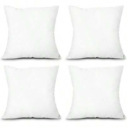 Throw Pillow Inserts Set Of 4 Lightweight Down Alternative Polyester Pillow Couch Cushion Sham Stuffer Machine Washable. White 18x18