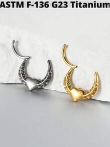 1 chiếc khuyên mũi hình rắn/dơi có bản lề, kiểu bấm, làm từ titan nguyên khối, hình trái tim, dùng cho sụn tai, khuyên xỏ tai hình giọt nước, khuyên xỏ tai daith và helix. - Như thể hiện trong hình ảnh - Xem 8