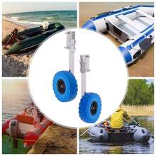 Blue Inflatable Boat Trailer Wheel (2pcs), 9.84in Stainless Steel-Plastic Wheel. 330.7LBS Load-Bearing Boat Trailer Roller, Universal Inflatable Boat Wheel. Compact Removable Trailer Wheel, Easy-Assemble Boat Moving Wheel. Sturdy Trailer Roller For Inflatable Boats/Trailers, Rough-Surface Wheel. - Blue - View 2