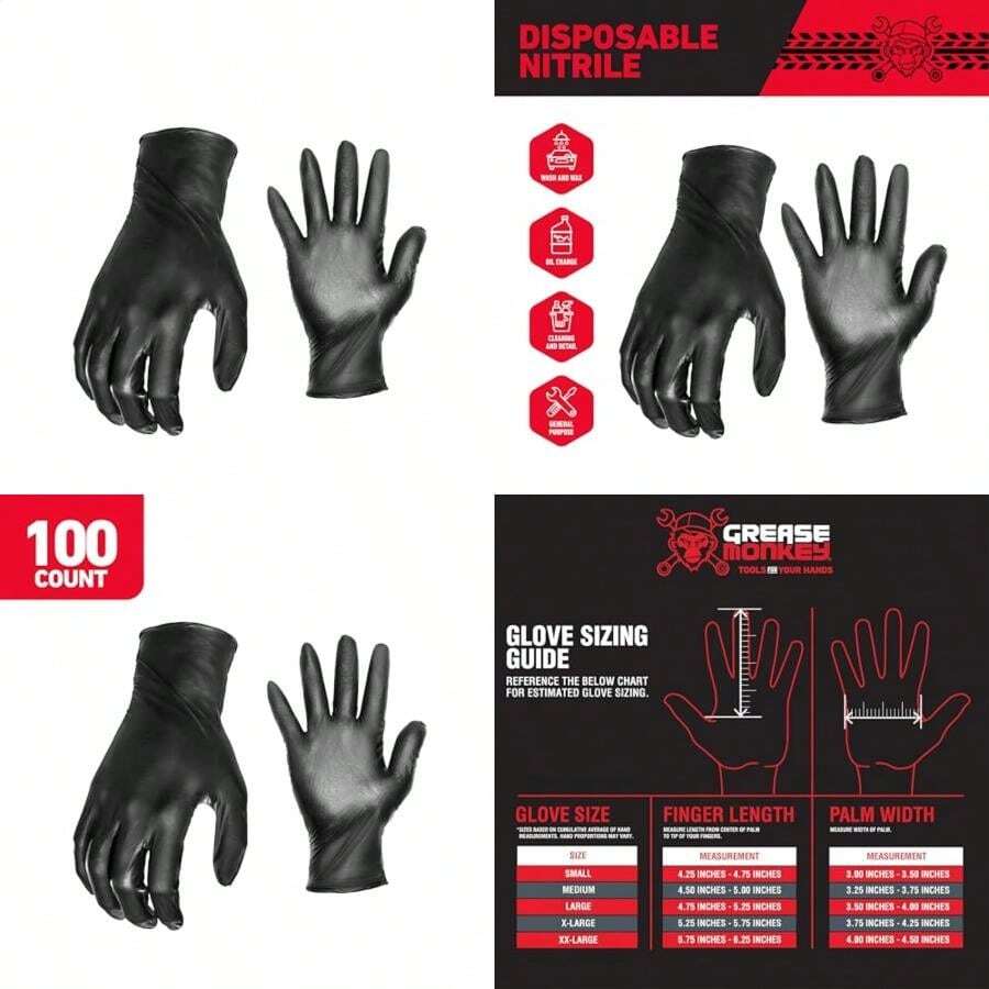 Big Time productos grasa overol guantes de nitrilo desechables, X-large(XL (Paquete de 100)) - Multicolor - Ver 1