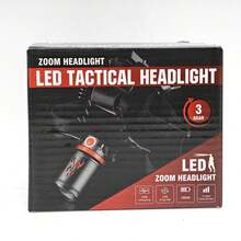 Lámpara táctica LED zoom headlight LJK DT-808-539 frontal recargable, linterna cabeza multiuso, iluminación camping trekking ciclismo, resistente agua, batería larga duración - Negro - Ver 6
