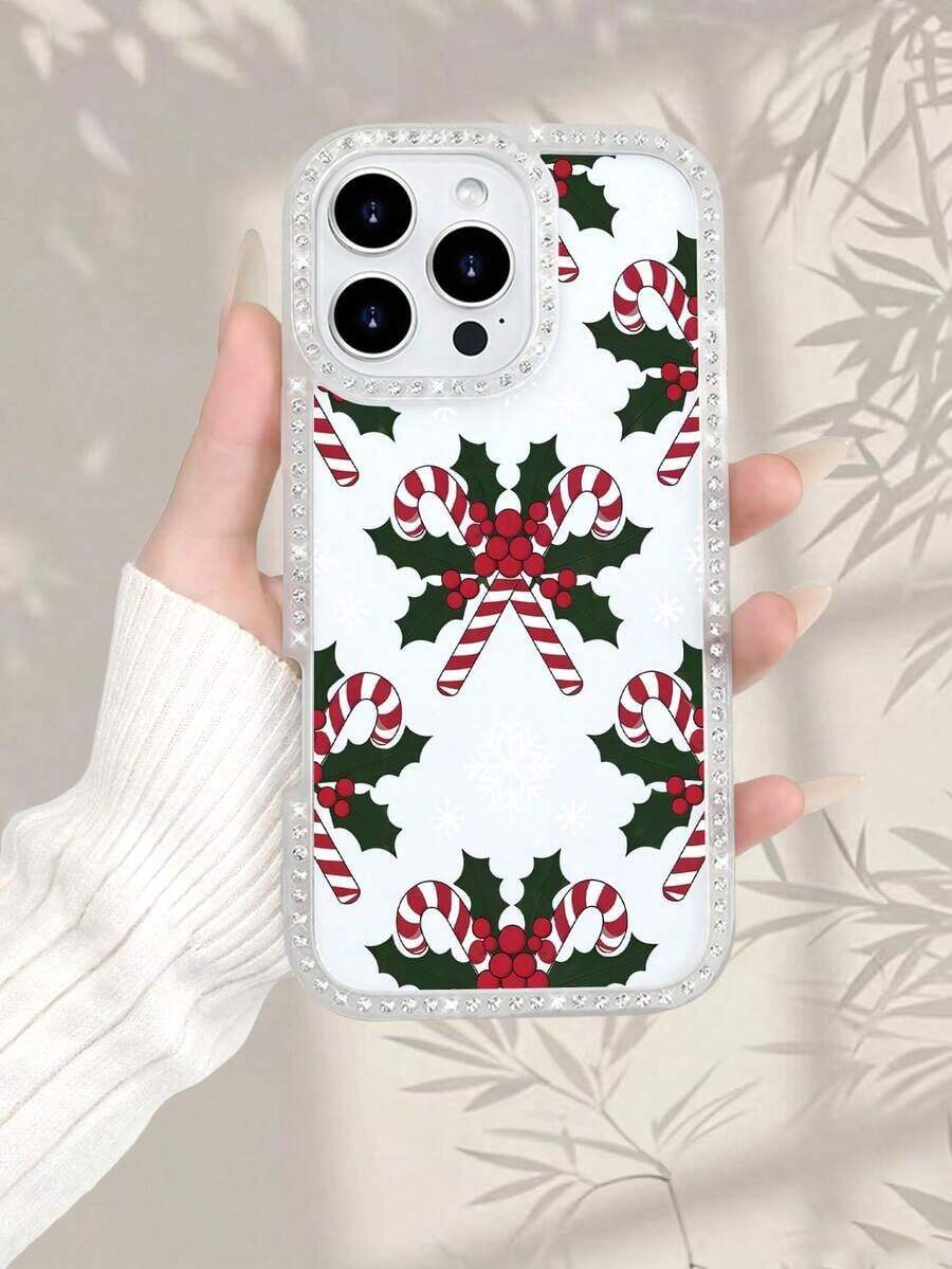 Funda navideña para phone Funda para phone 17 Pro Max con estampado de bastón de caramelo navideño (compatible con las series 11, 12, 13, 14, 15, 16 y 17) - transparente - Ver 1