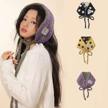 女士波点针织围脖头带，多功能围巾/耳罩，秋冬季保暖 - 彩色 - 查看 2