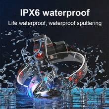 1000000LM Headlamp Flashlight Super Bright 3000m LED Rechargeable Tactical Light Waterproof Zoom Portable Work Light For Running, Fishing, Camping, Patrolling Outdoor Adventures - Black - View 8