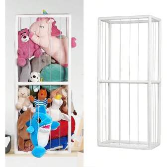 Stuffed Animal Storage Plush Storage Vertical Corner Toys Display Holder, Large Plush Organizer Easy Accessible With Elastic Cord, 141 * 55 * 31cm