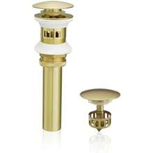 Bathroom Sink Drain Vessel Sink Lavatory Vanity Up Drain Stopper,(Brushed Gold With Overflow) - Multicolor - View 2