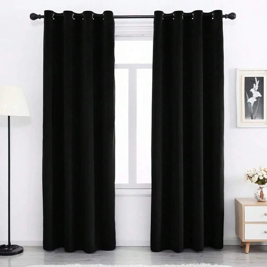 White 54 Inches Long - Grommet Thermal Insulated Window Treatment Bedroom, Filtering Set Of 2 Panels, Popular Window Decor - 黑色 - 查看 1