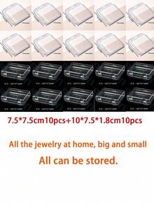 5 piezas/10 piezas/16 piezas Caja de almacenamiento de arte de uñas creativa, estuche de exhibición de arte de uñas de acrílico transparente a prueba de polvo, caja de almacenamiento transparente para joyas/tarjetas - transparente - Ver 16