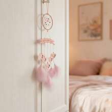 Atrapasueños de plumas con forma de corazón de cuentas de colores, decoración colgante para pared, dormitorio, sala de estar o hogar. - Rosa - Ver 2