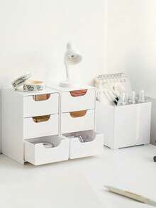 1个迷你三层ABS塑料桌面收纳盒，适合存放珠宝、发饰、耳环和其他小物件，家具用品，适用于办公室、书房、卧室、浴室，可用作办公收纳盒、珠宝收纳盒、抽屉式化妆品收纳盒 - 秋季卧室装饰 - 彩色 - 查看 2