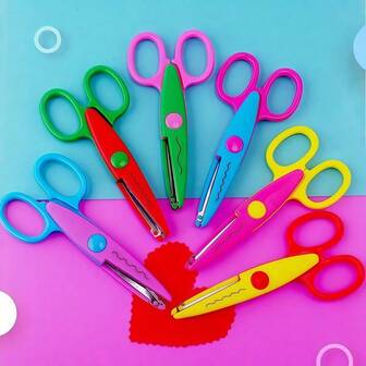 6把手工剪刀，DIY艺术剪刀，剪纸工具，波浪形刀片设计，适用于手工艺、纸艺、DIY装饰、项目、纸卡、照片、剪贴簿、办公、学校和家庭使用，业余爱好者和手工爱好者的理想之选。