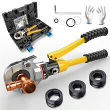 Hydraulic Crimping Tool, 360° Rotate Copper Press Tool With 1/2", 3/4" And 1", Plumbing Crimping Tool With One-Click Open, Press Tool For Copper Pipe, Narrow Space And Tee Fitting, Hydraulically Driven - 藍色 - 查看 3
