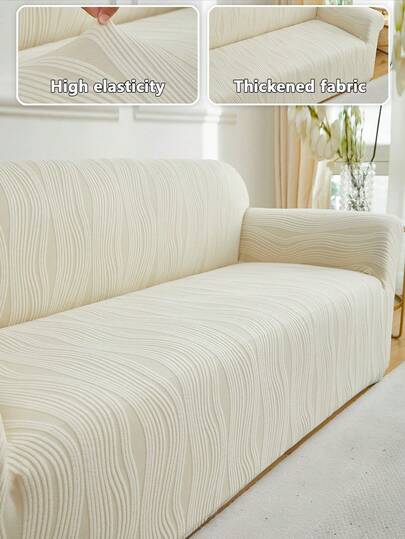 1 pieza Funda de sofá de jacquard, funda de sofá de felpa corta para sala de estar, funda de sofá elástica y gruesa antideslizante para protección de sofá de sala de estar, dormitorio y exterior, funda de cojín de asiento de sofá para sofá en forma de L, individual, reclinable y de 2/3/4 plazas, desmontable y lavable a máquina