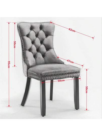 Furniture, Nikki Moderne Collection, High End Upholstered Solid Wood Contemporary Dining Stoel Chrome Stainless Steel Legs Nail Ornament, Set Of 2, Grijs Chrome, DE1701GY view 7