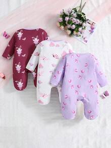 3 st söta babydräkter med djurmotiv och kanintryck - Multifärgad - Visa 2