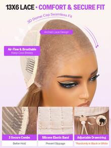 MEGALOOK 升级版 13x6 三合一蕾丝前假发，奶茶棕渐变波浪卷发，带抽绳，100% 真人发丝，18-26 英寸 - 预先拔毛修剪，耳到耳蕾丝，透明蕾丝前假发，易于佩戴 - 轻盈可调节透气帽，柔软弹力，全天舒适 - S20L - 查看 8