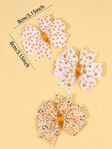 6pcs Orange & White Thanksgiving Day Hair Bows, Pumpkin & Corn Nuts Print Pinwheel Hair Clips, Cute Hair Accessories For Girls Teens Thanksgiving Gifts Party Daily