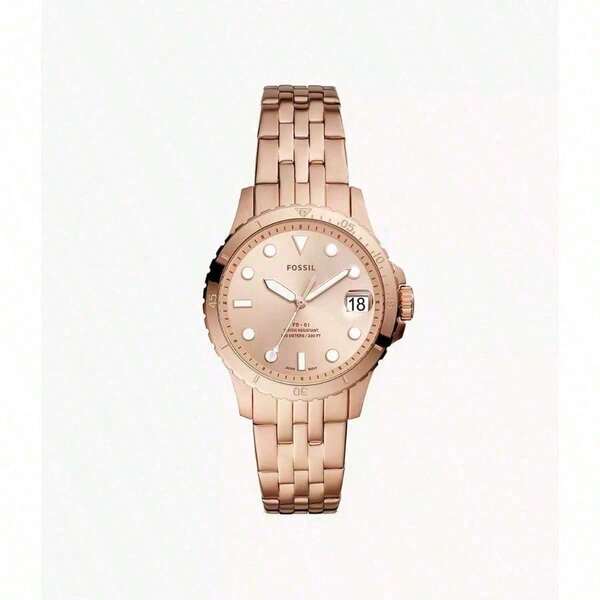 Fossil Watch Women Quartz Movement Stainless Steel Case, Stainless Steel Strap, Quartz Movement, Rose Gold Dial, 3-Hand Design Date Watch, Suitable For Daily Gatherings And Other Occasions ES4748