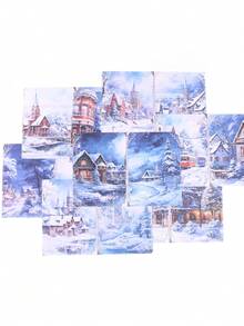 8pcs/Pack Christmas Pattern Vintage Material Paper, Large-Size Design Christmas Decorative Material Paper, Suitable For Party Gift Box Packaging, Origami Materials For Craft Classes, A Christmas Gift For Friends - Multicolor - View 12