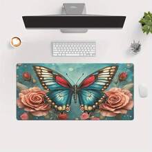1pc  Butterfly With Rose Background HD Printed Pad For Desk, Multi Functional XXL Mousepad, Keyboard Gaming Mouse Mats, Office Computer PC Gamer Desk Mat.Gifts For Family Friends. - 80x40公分(31.4x15.7吋) - 查看 9